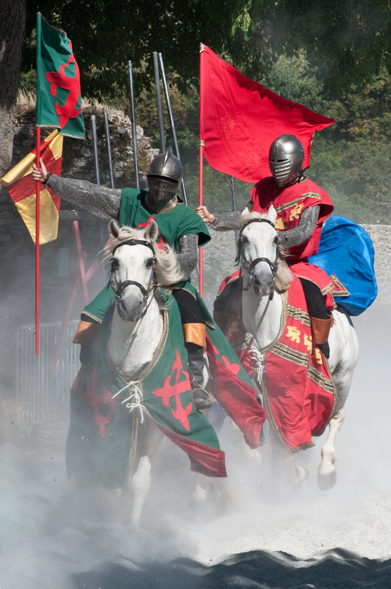 Reconstitution de joute de chevalerie. Photo prise lors du festival médiéval de Clisson.