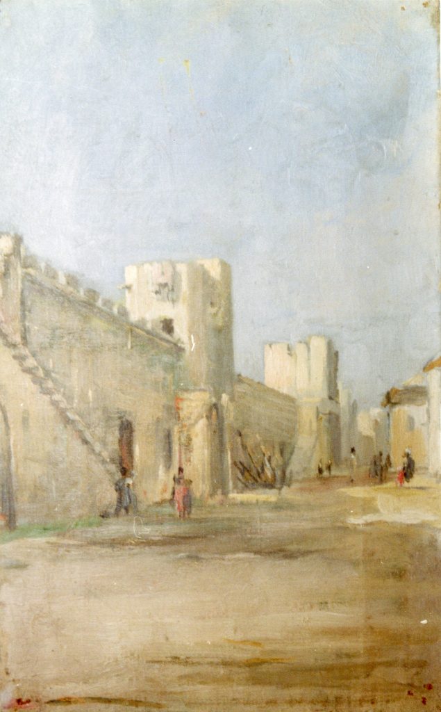 A view of Aigues-Mortes, oil by Jeanne Busquet