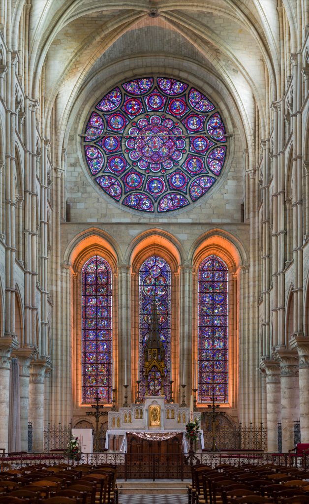 The east window of Laon Cathedral in Picardie, France.