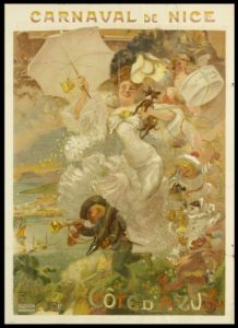 Affiche vintage du Carnaval de Nice en 1900 illustrée par Adolphe Willette